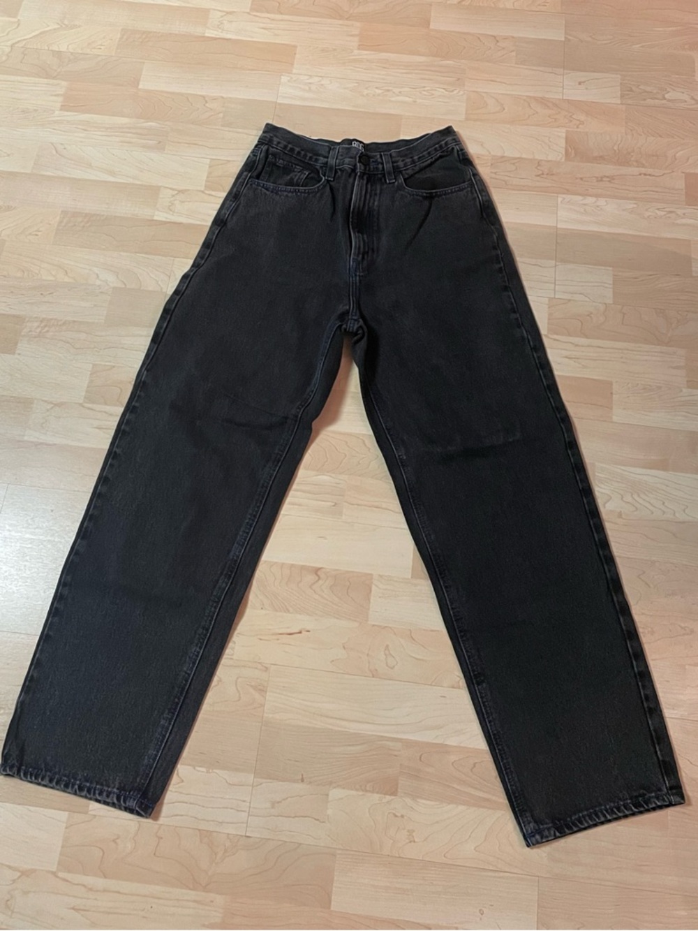 blue stitch black jeans